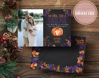 Halloween Pregnancy Announcement Card, Halloween Pregnancy Reveal, Halloween Baby Reveal, Photo Card, Printable Card, 5x7 Card, Digital File