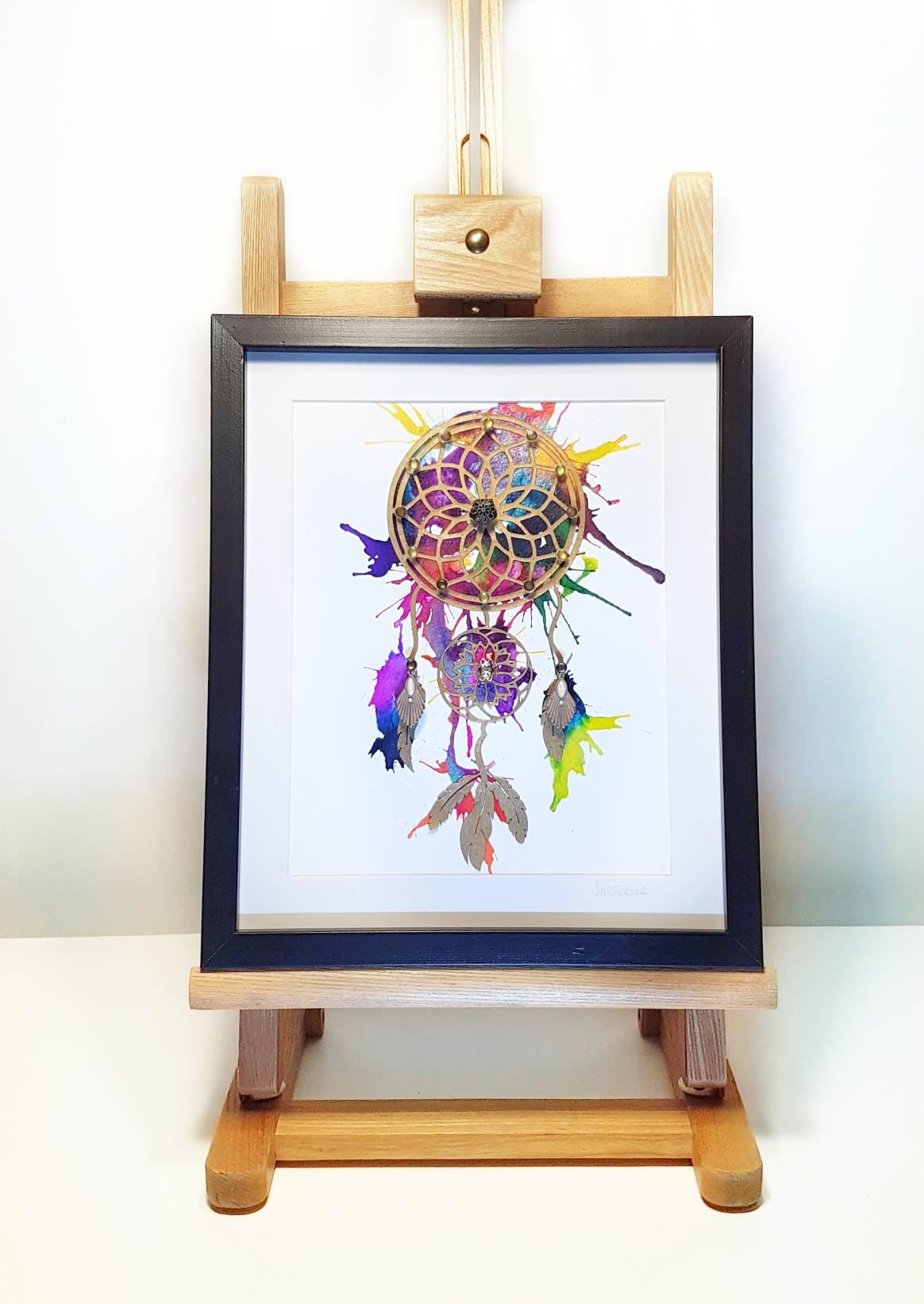 Dream catcher wall art home decor mixed media embellished