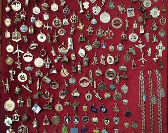 Vintage Sterling silver charms 1950s to 1970s Vintage many Enamel & Moveable New Photos June 2017