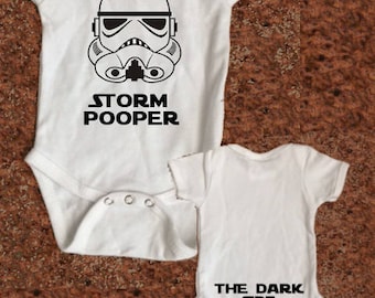 Star Wars Baby Creeper- Storm Pooper - The Dark Side Star Wars Shirt - Storm Trooper Body Suit - The Empire Strikes Back