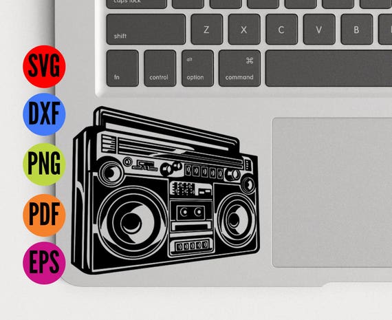 Retro Boombox Radio Silhouette SVG & Dxf Cutting Files for