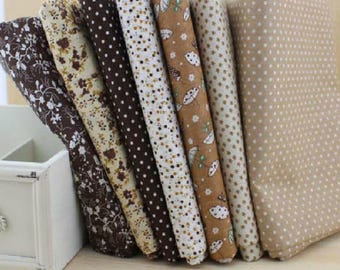7 pieces 50cm*50cm Cotton Fabric Fat Quarter Bundle Vintage Brown Quilting Patchwork Tilda Sewing cheap fabrics