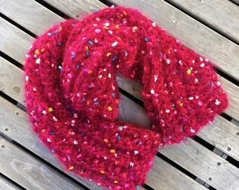 Unicorn Crochet Infinity Scarf. Pink.