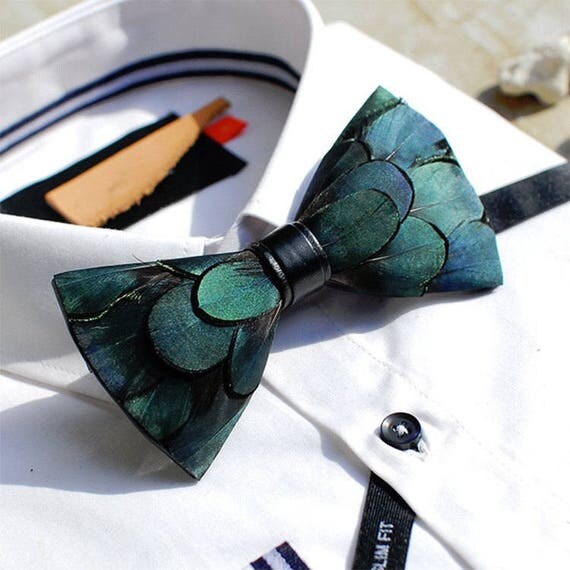 handmade feather bow ties