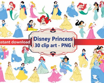 INSTANT DL- 30x Disney Princess Clipart - printable Digital Clipart Graphic Instant Download