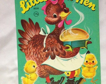 Vintage Children Books - The Little Red Hen - A Rand McNally Junior Elf Book - copyright 1957 - 1st edition - One of a Kind!