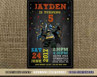 Batman Invitation,Batman Birthday,Batman Birthday Invitation,Batman Party,Batman Editable,Batman Birthday Party-SL21
