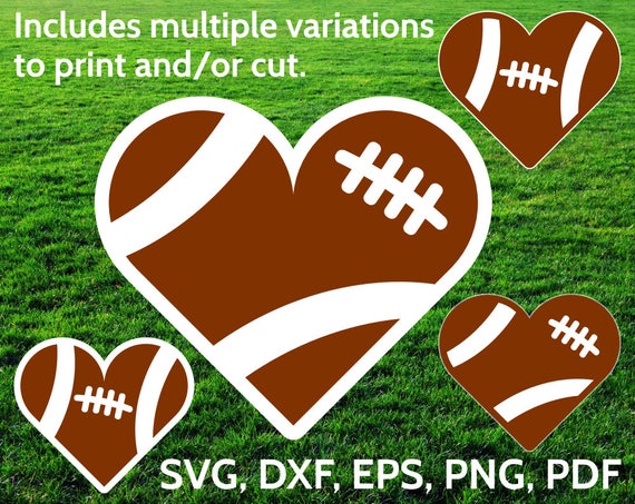 Football Heart SVG designs Football Love SVG cut files for