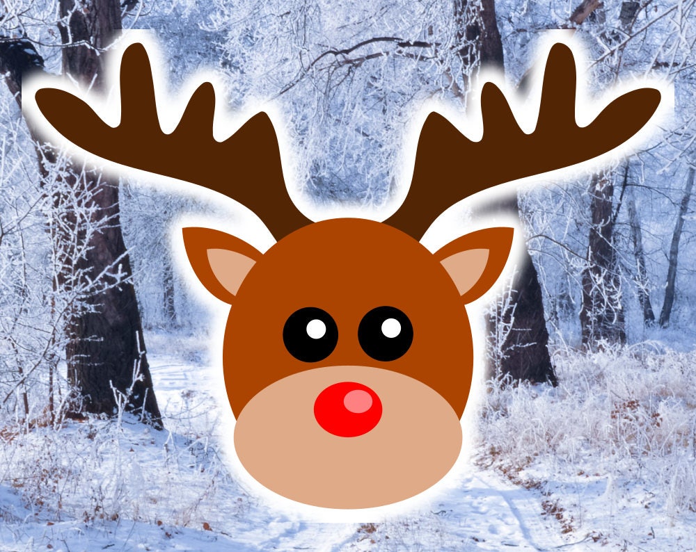 Reindeer Face SVG file, a very cute Rudolph Head SVG design for Cricut