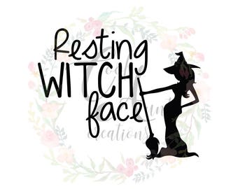 Resting Witch Face / SVG / DXF / PNG / Digital Download