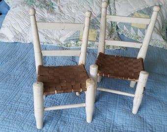 Primitive Toy Chairs With Chippy White Paint