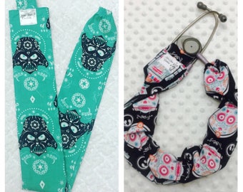Star Wars - Sugar Skulls - Stethoscope Cover, R2D2, C3PO, EMS, Nurse, Physician, Doctor, Veterinarian, Student, Darth Vader, Gift,