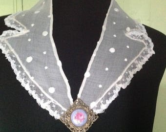 Vintage organdy, tailoring, large satin collar
