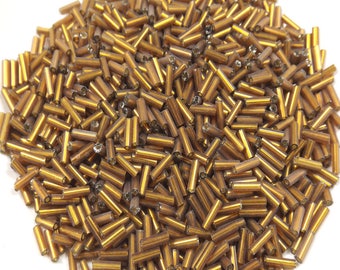 20 g de Perles de Rocaille +/- 6mm 6x2mm Tubes en Verre Marron Pérou Intérieur Argenté