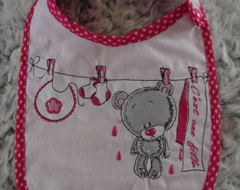 Baby bib embroidered "it's a girl"