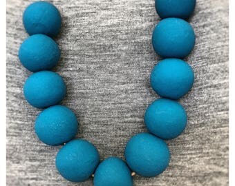 Midnight Blue Beaded Polymer Clay Necklace