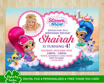 Shimmer and Shine Invitation, Shimmer and Shine Birthday Invitation, Shimmer and Shine Birthday, Shimmer and Shine