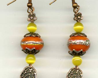 * Dangle earrings copper 'Fall' - UNIQUE Piece-