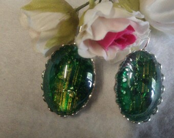 Tempered glass cabochon earrings