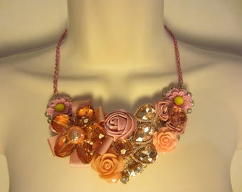 Pink bib necklace