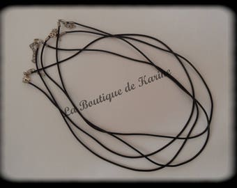 4 full black "buna cord" rubber cord NECKLACES beads ø 2 mm with clasp - jewelry creation