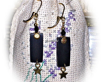 Earrings black Gabon ebony wood