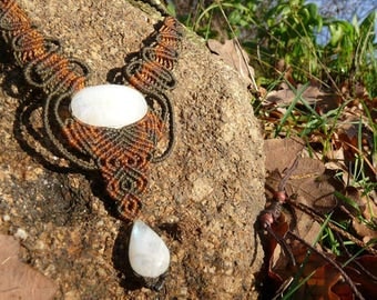 Necklace 2 moonstones macrame