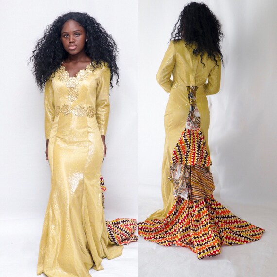 ankara gown mixed with material