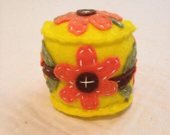 Yellow Felt Pincushion