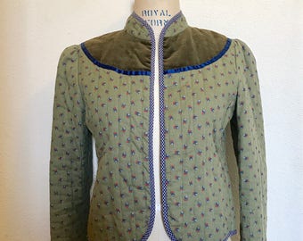Quilted velvet trim jacket