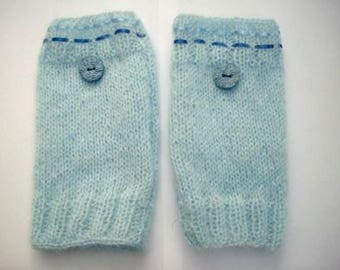 Blue fingerless gloves, handmade, original