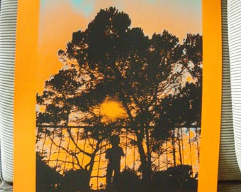Craft(home-made) screenprinting 2 colors on canson ORANGE