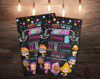 Bubble Guppies Invitation,Bubble Guppies Birthday Invitation,Bubble Guppies Invite,Bubble Guppies Party,Bubble Invitation,Bubble Guppies SL