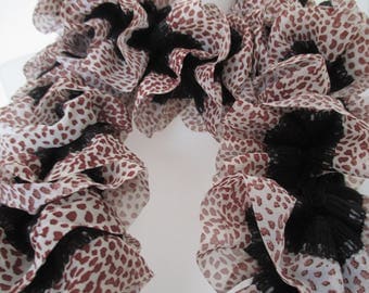 scarf fabric veil, brown black and white mothers day gift