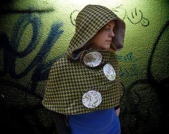 Large "vegetable" hooded capelet