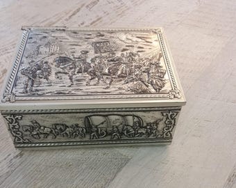 Vintage Large Tin Box embossed army victory Early 1950s
