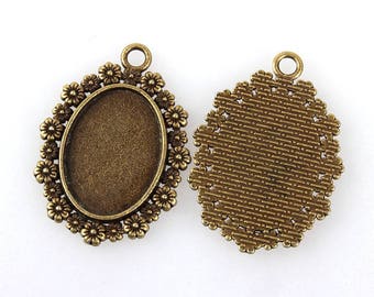 10 blank pendant bezel 25x18mm oval brass