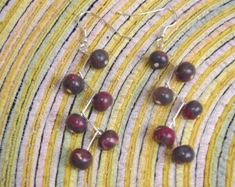 Marbled purple dominant "gooseberries" earrings