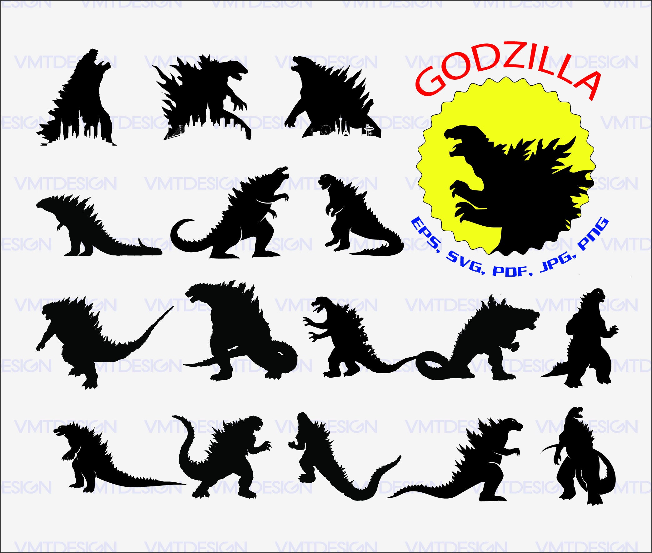 Godzilla svg GodzillaVector Godzilla Clipart Godzilla Cut