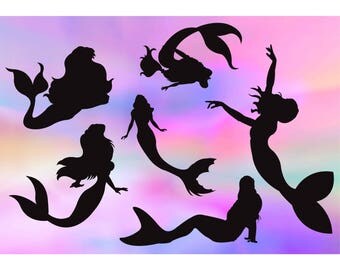 Mermaid svg, Mermaid silhouette svg, little mermaid svg, mermaid silhouette, Mermaid pack bundle svg silhouette files, svg files for cricut