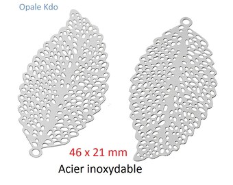 Set of 2 pendants prints filigree 46 x 21 mm stainless steel