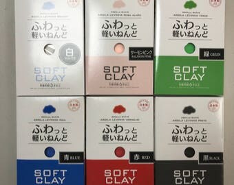 Daiso Soft Clay (white, black, red, blue, green, sky blue, pink)