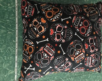 Sugar skull print throw pillow