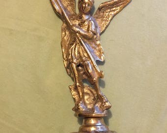 VINTAGE BRONZE Sm STATUE. St. Michael the Archangel