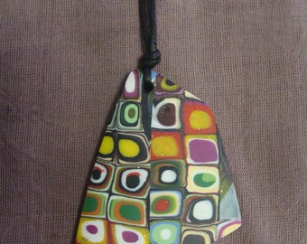 Pendant necklace multicolor double-sided