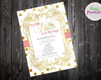 Pink and gold Baby Shower Invitation, Princess Baby shower Invitation, Baby Shower Invitation Girl, Printable Baby shower Invitation
