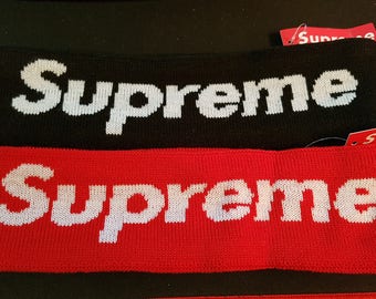 Supreme x New Era Red Black Fleece Classic Logo Headband US Fast Free Shipping