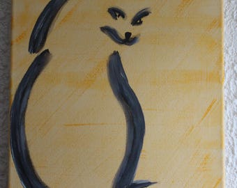 Cat Silhouette Painting Print from Original Watercolor