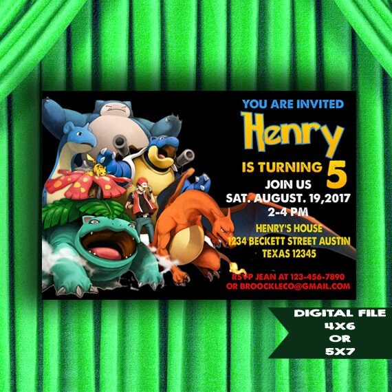 Pokemon Invitation Pokemon Birthday Invitation Pokemon