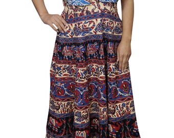 Free Lovin Cotton Maxi Dress Sleeveless Elephant Print Summer Boho Style Long Sundress M/L